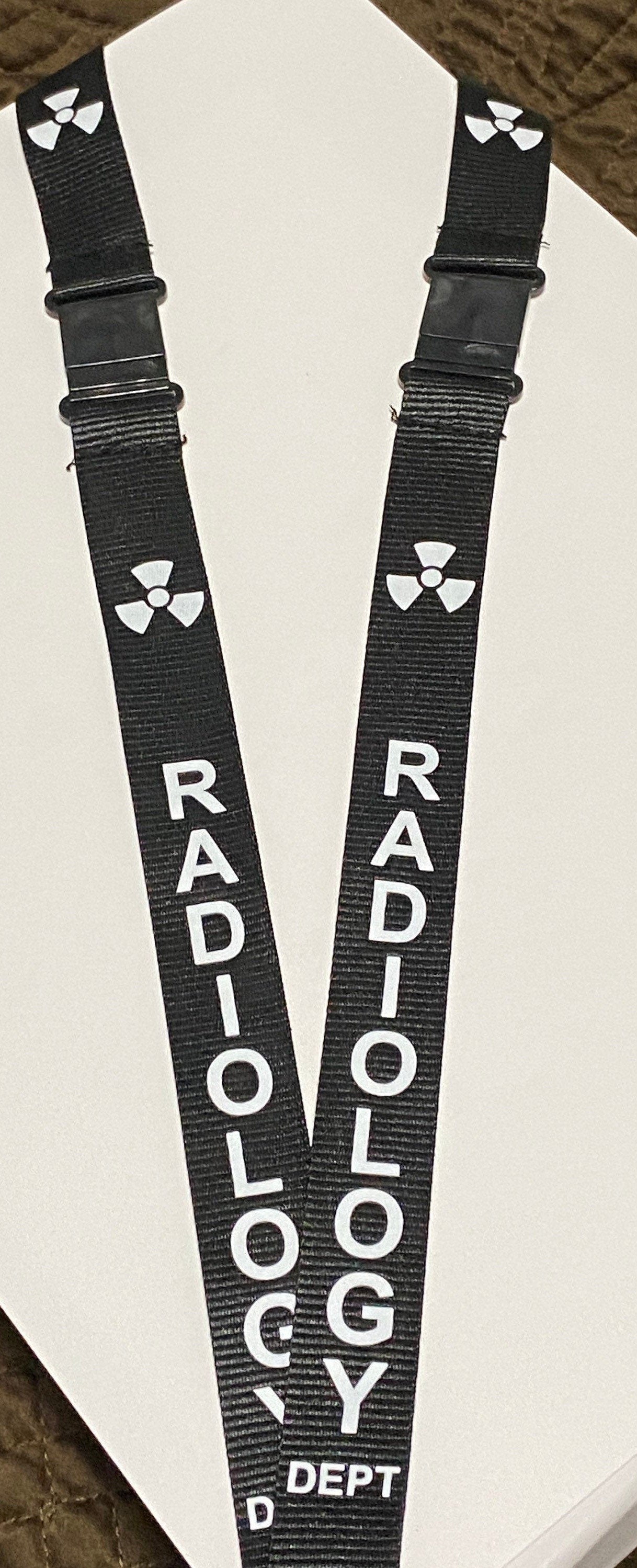 BLACK RADIOLOGY LANYARD, Badge holder/key holder with 2 breakaways, Radiology Gift