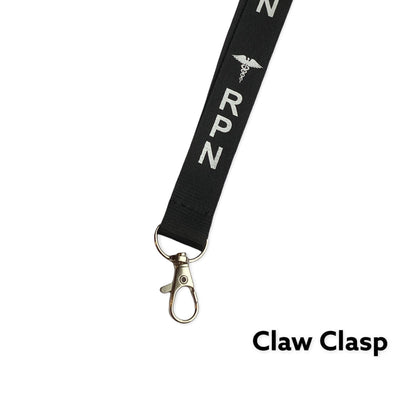 Metal claw clasp on the black RPN double-breakaway lanyard