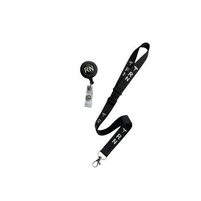 Black RN lanyard and matching retractable RN Badge Reel gift set