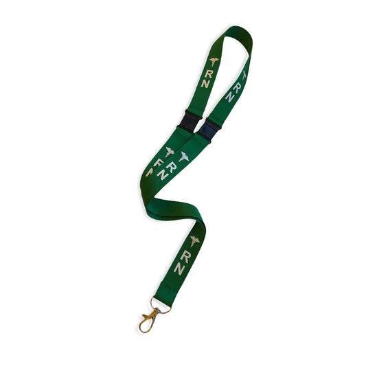 GREEN RN LANYARD, Badge holder/key holder with 2 breakaways, Nurse Gift