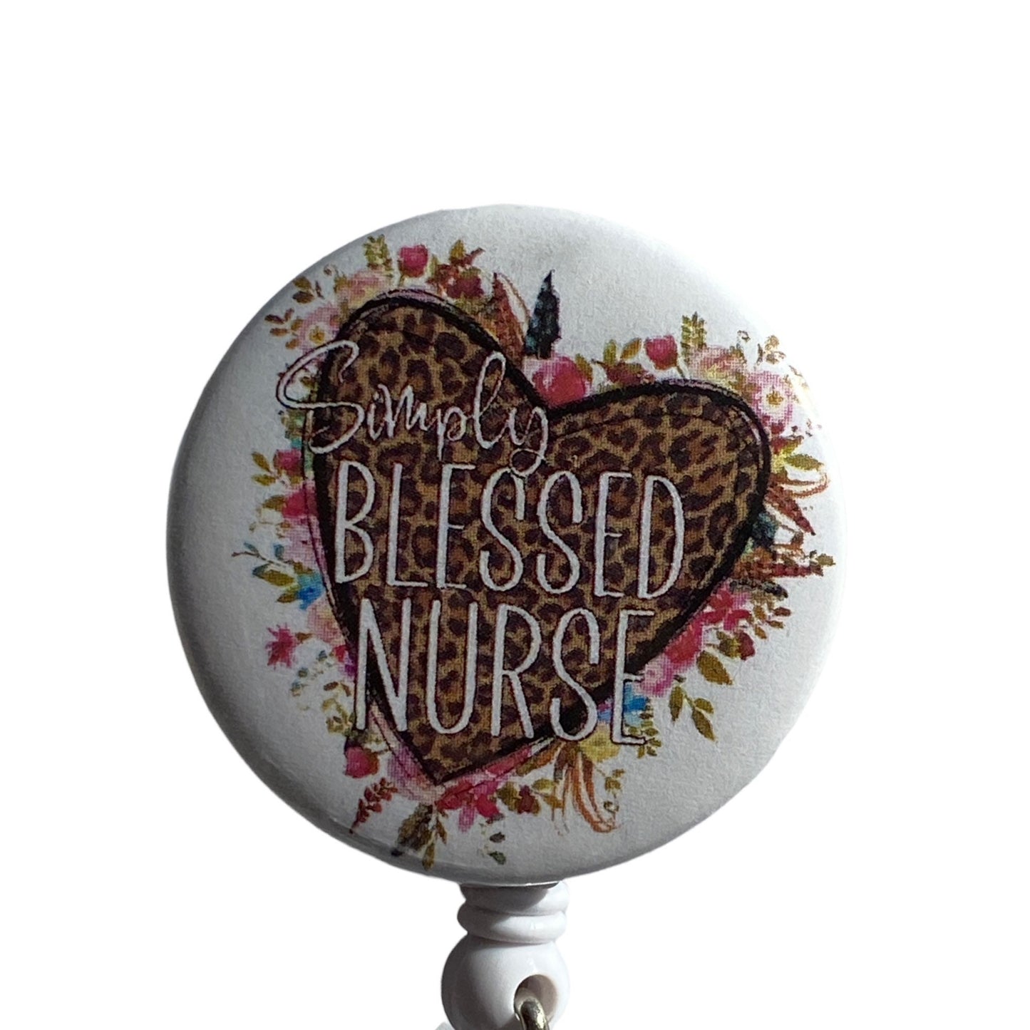 BLESSED NURSE BADGE Reel, Retractable Badge Reel with Heart, Nurse Id Holder
