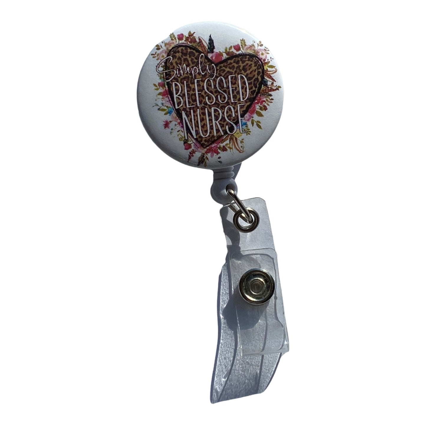 BLESSED NURSE BADGE Reel, Retractable Badge Reel with Heart, Nurse Id Holder