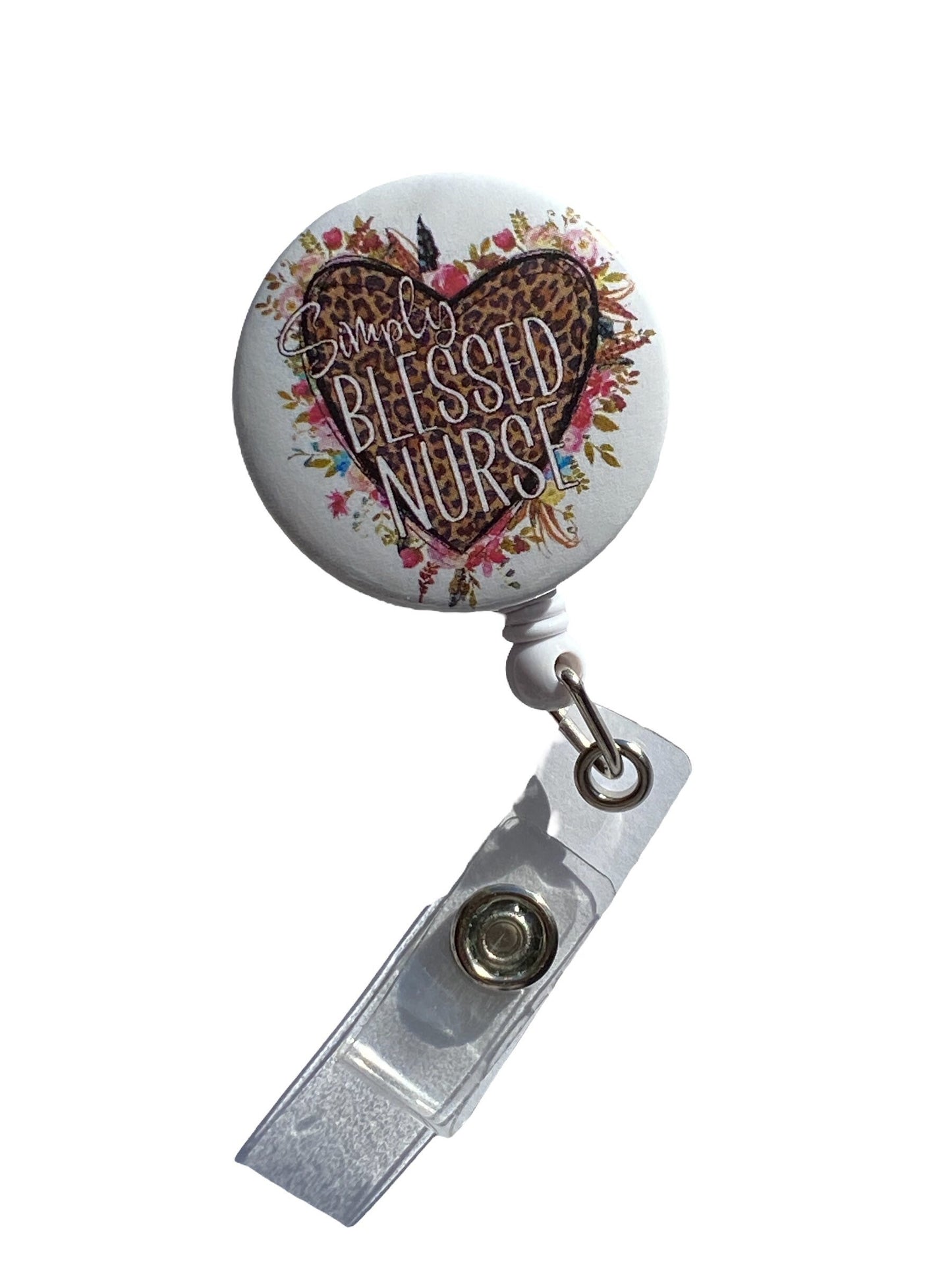 BLESSED NURSE BADGE Reel, Retractable Badge Reel with Heart, Nurse Id Holder