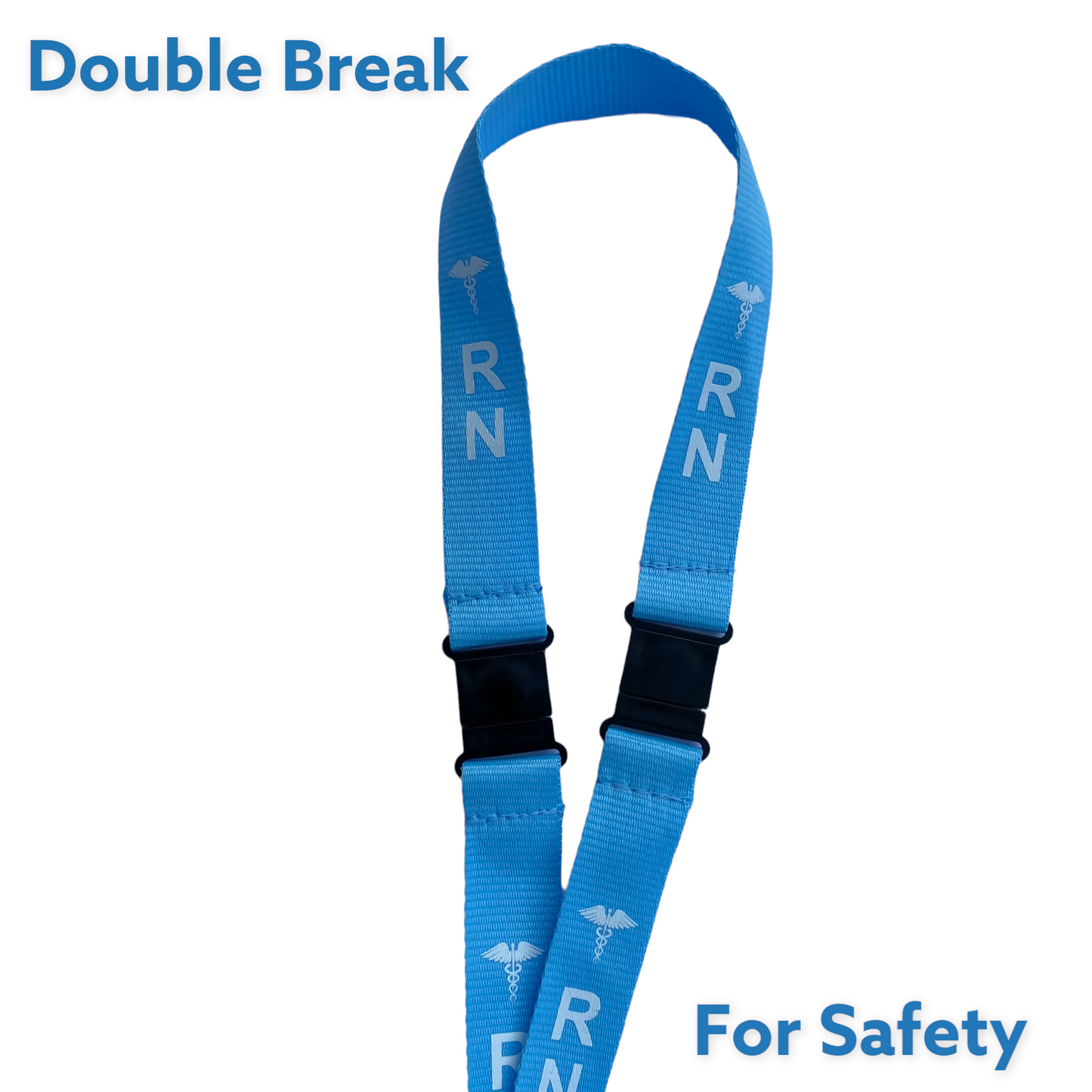 BLUE RN LANYARD, Badge holder/key holder with 2 breakaways, Nurse Gift