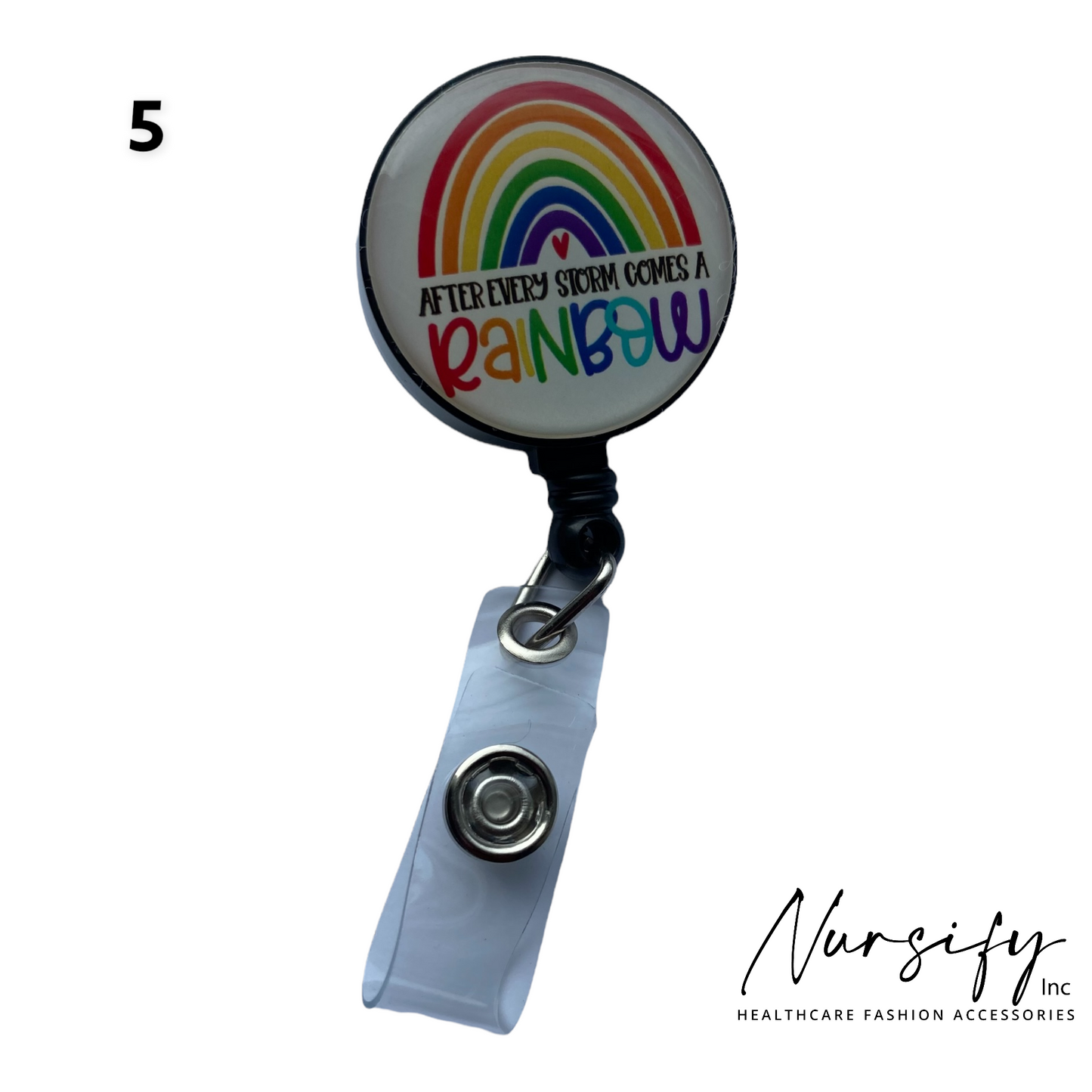 Positive Nurse Badge Reels, Retractable Badge Reel, Rainbow Badge Reel