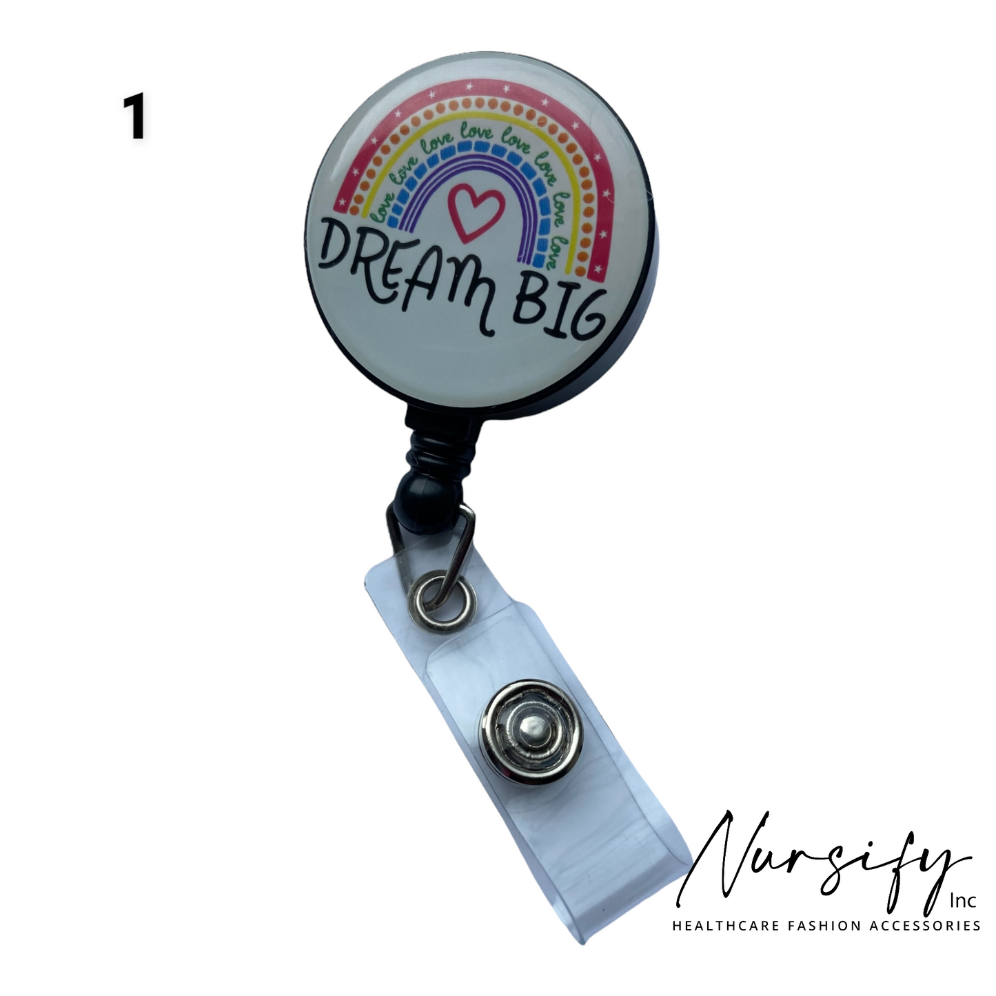 Positive Nurse Badge Reels, Retractable Badge Reel, Rainbow Badge Reel