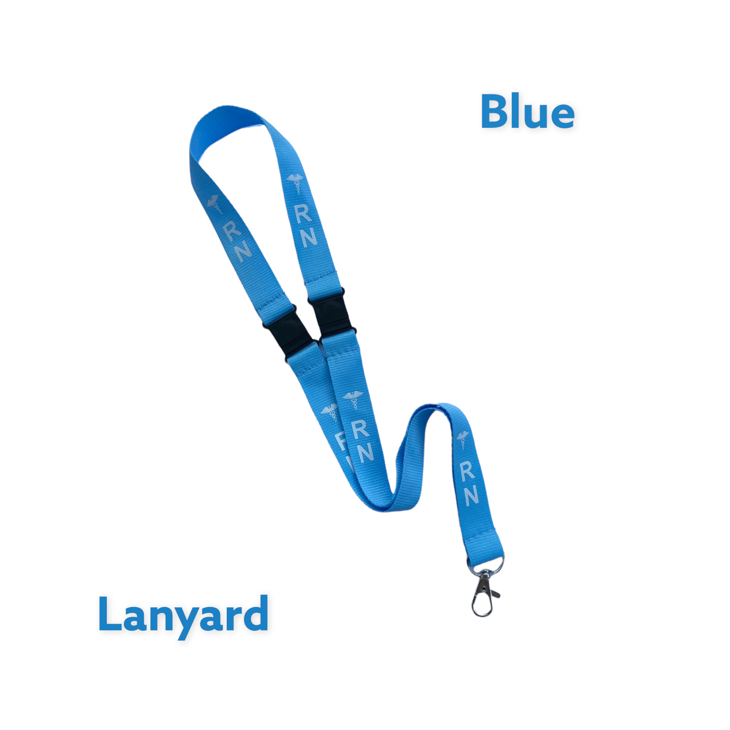 BLUE RN LANYARD, Badge holder/key holder with 2 breakaways, Nurse Gift