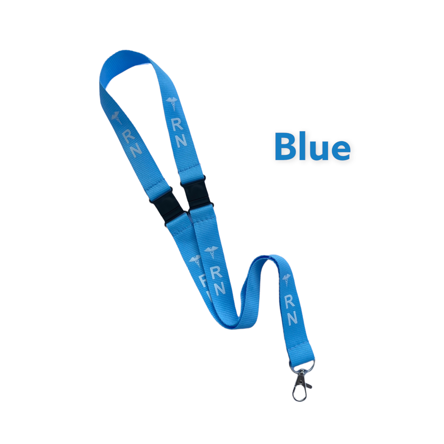 BLUE RN LANYARD, Badge holder/key holder with 2 breakaways, Nurse Gift