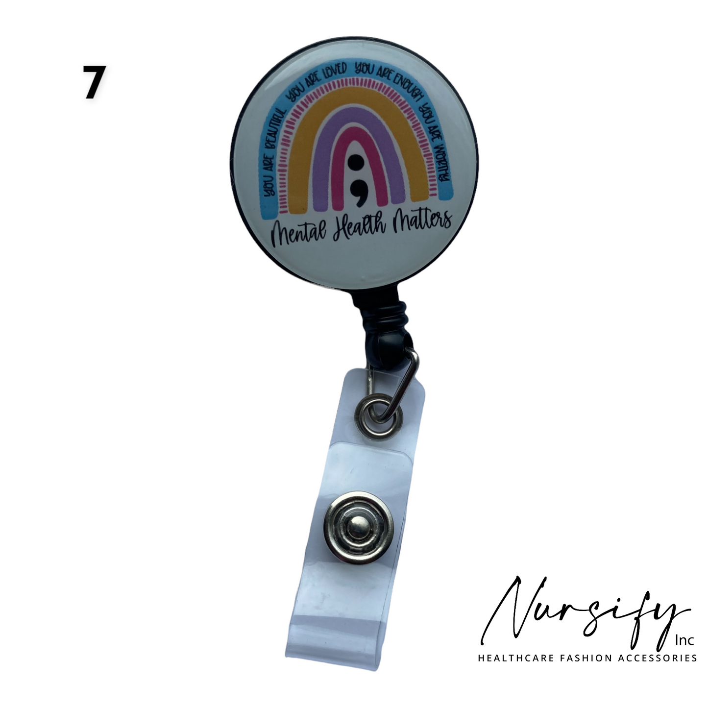 Positive Nurse Badge Reels, Retractable Badge Reel, Rainbow Badge Reel